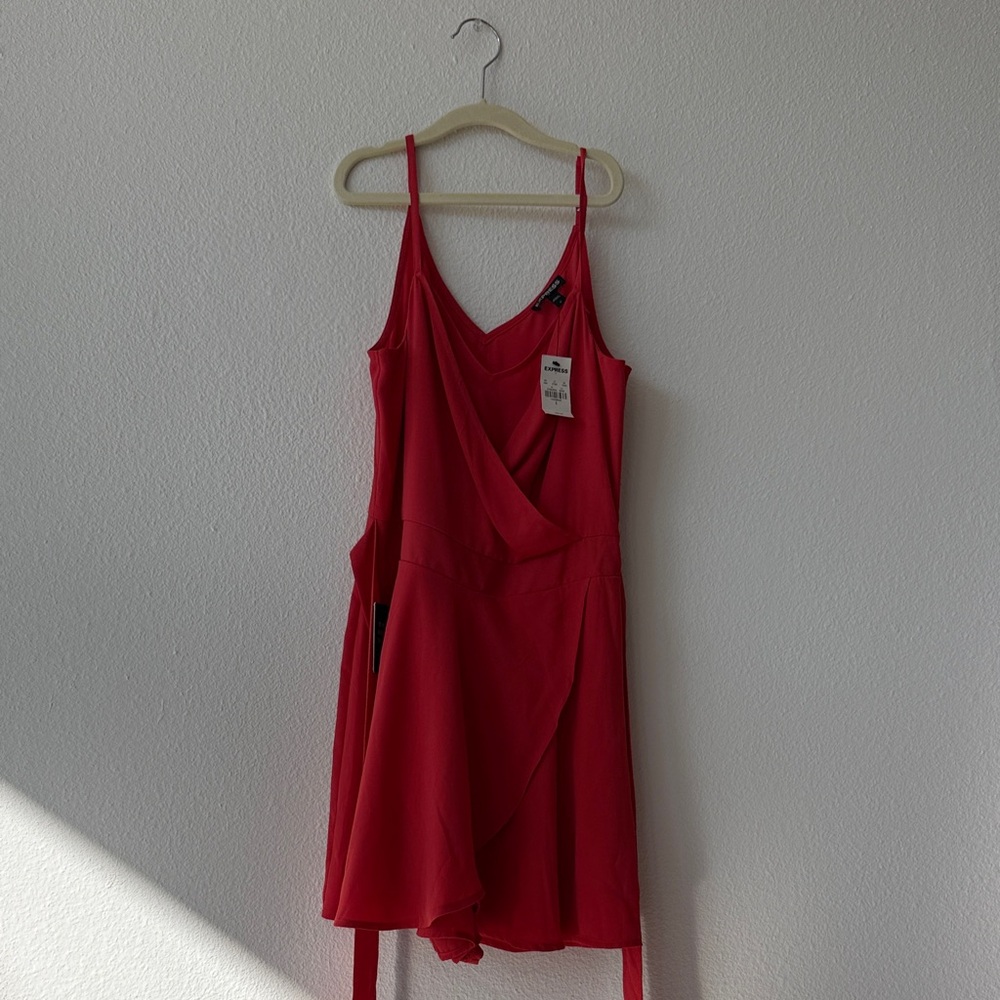 Express Red Draped Mini Dress